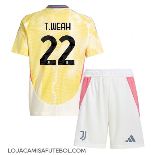 Camisa de Futebol Juventus Timothy Weah #22 Equipamento Secundário Infantil 2024-25 Manga Curta (+ Calças curtas)